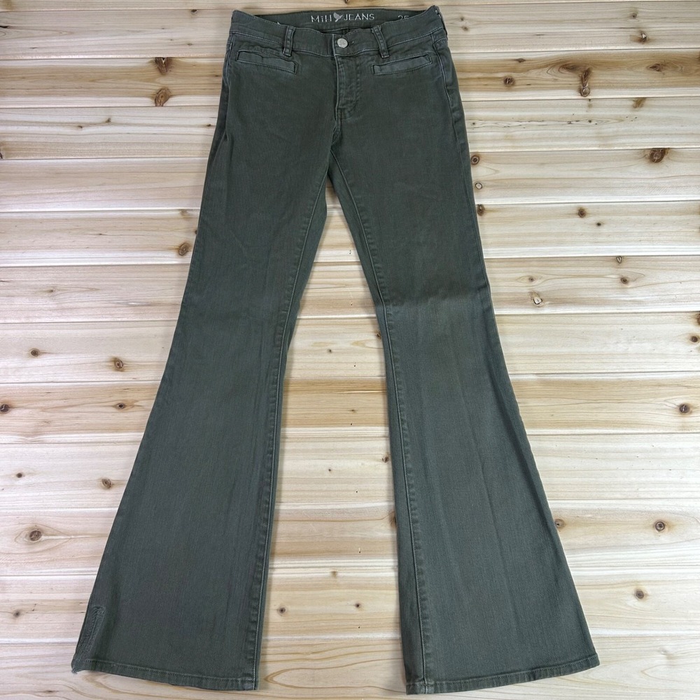 MiH Jeans Womens Size 25 The Casa Blanca Mid Rise Flare Green Denim Jeans